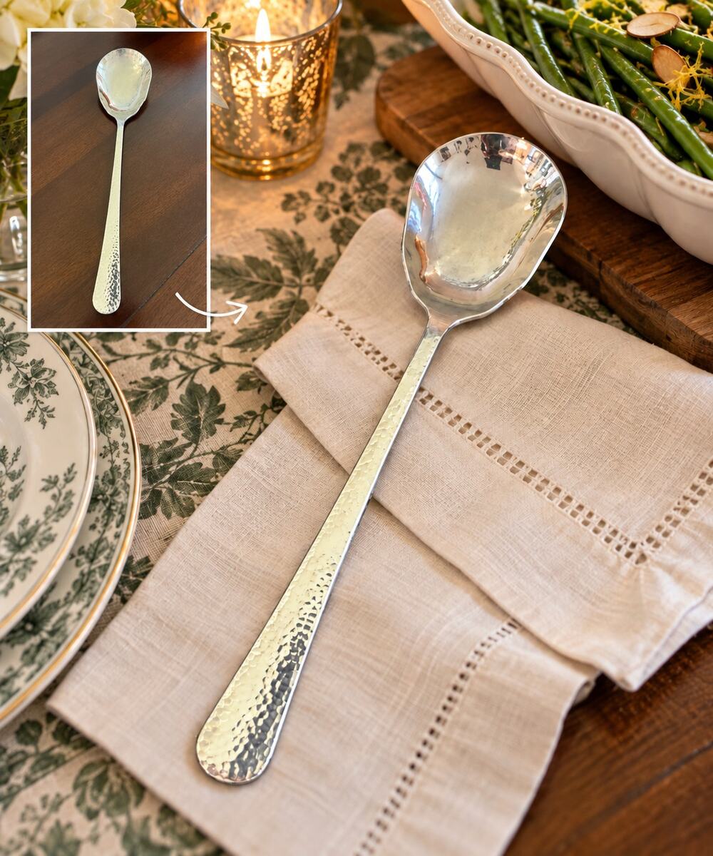 Reed & Barton Heritage Mint Hammered Stainless Steel Serving Spoon 18/10